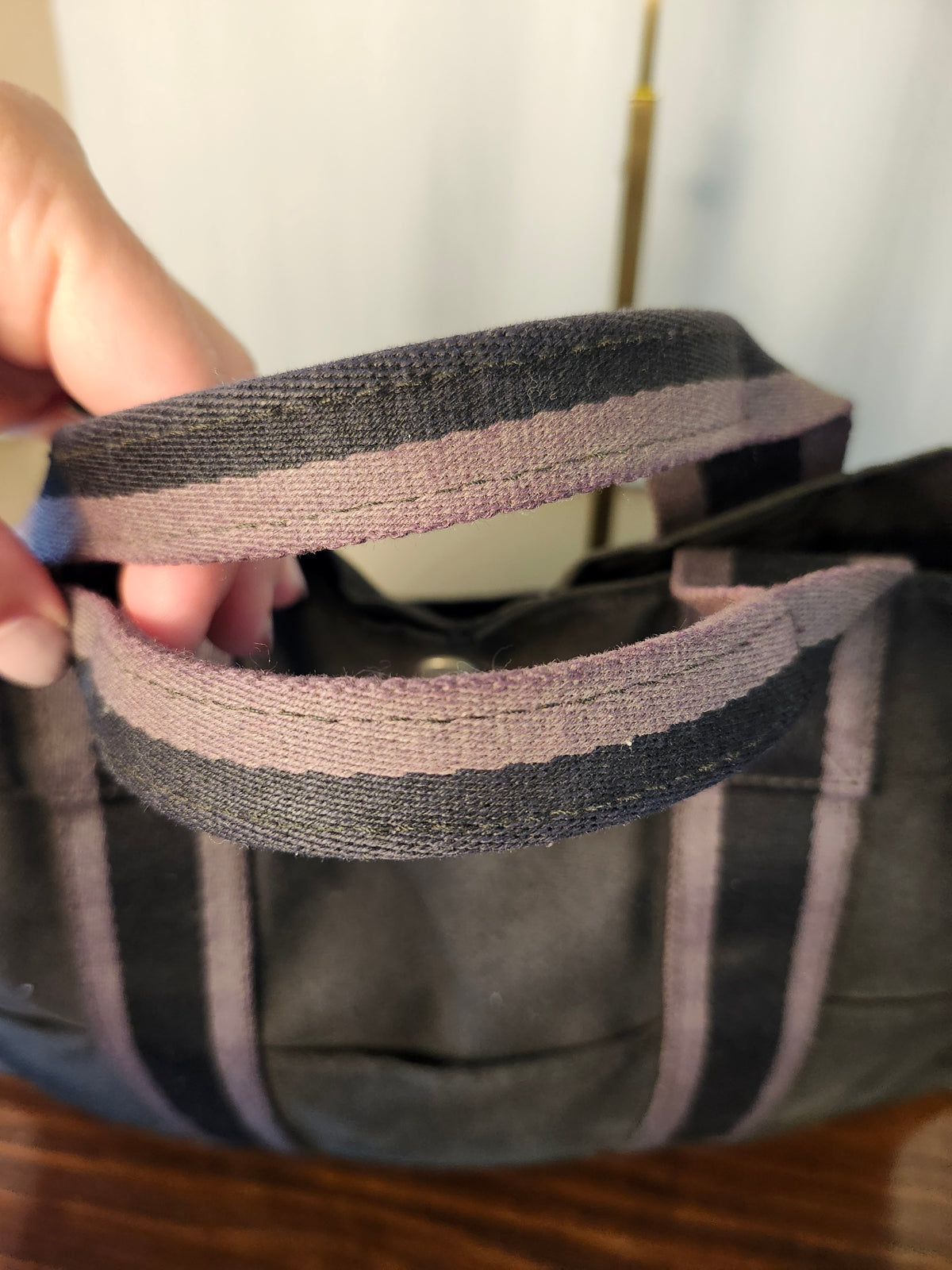 Hermès Toile Fourre-Tout MM Black and Gray Tote