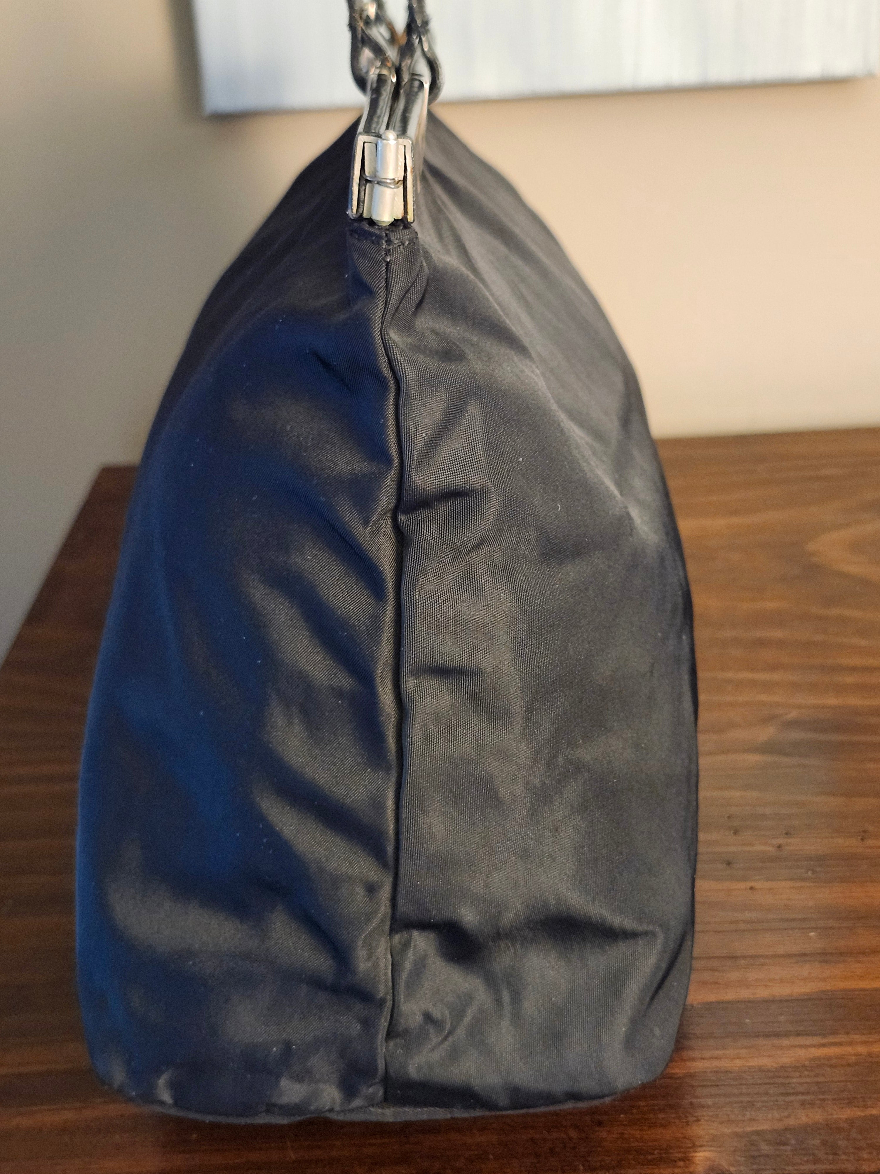Prada Tessuto Nylon Black Triangle Tote Bag