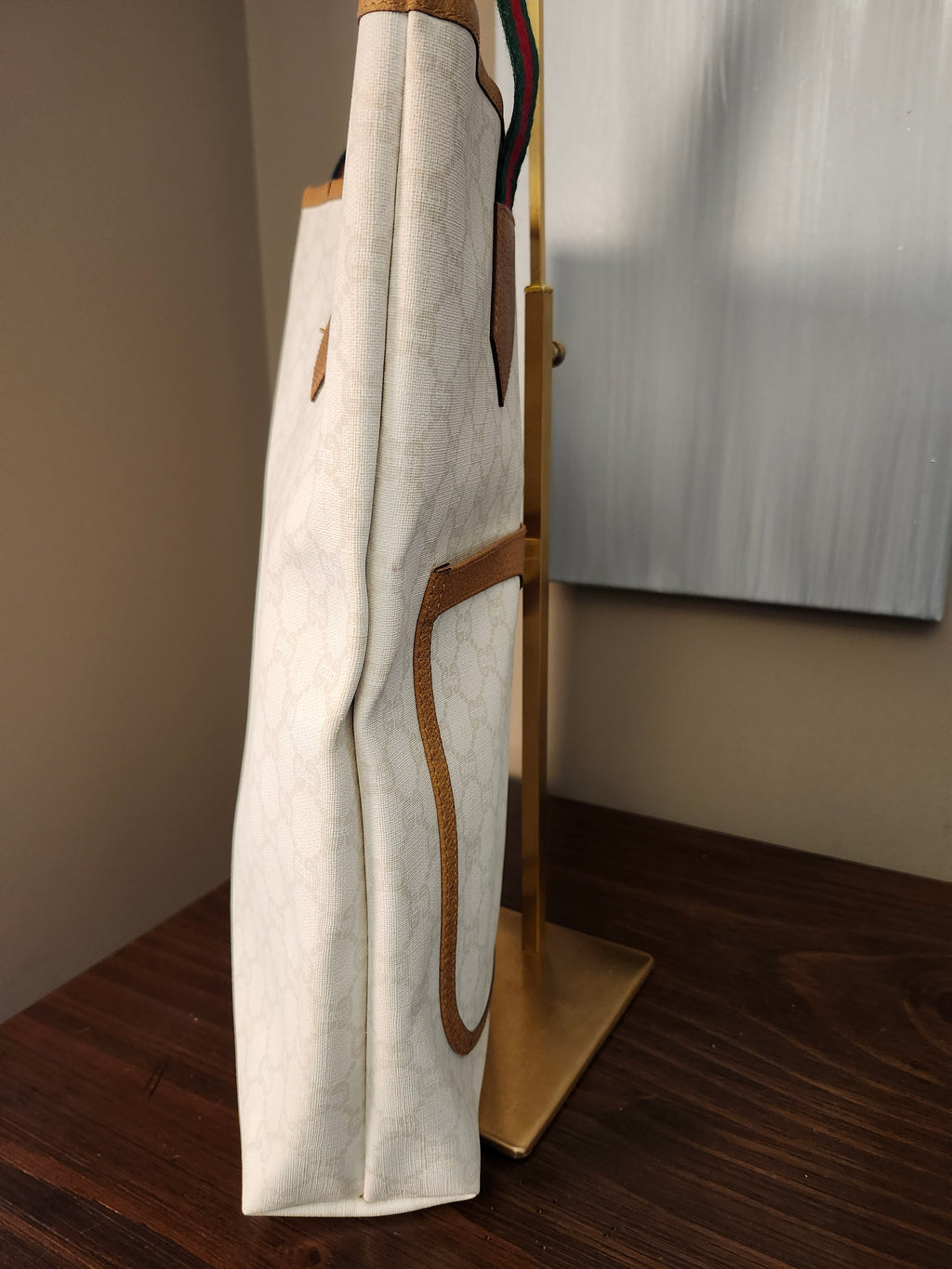 Gucci GG Plus White Sherry Line Supreme Tall Tote