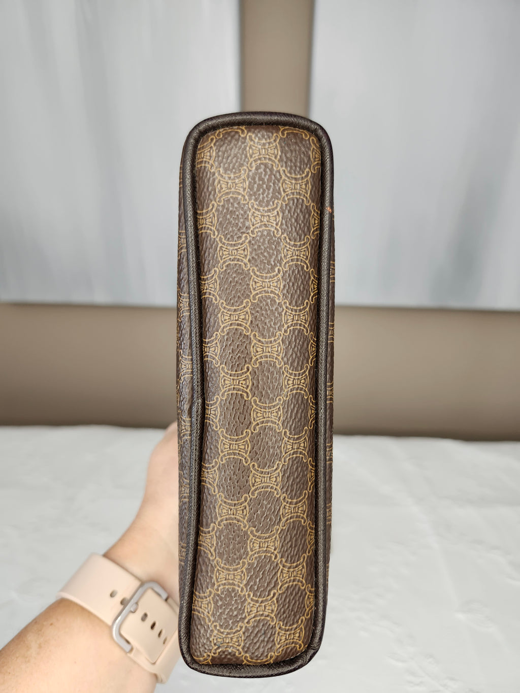 Celine Macadam Clutch Cosmetic Patterned Pouch With Gold Hardware