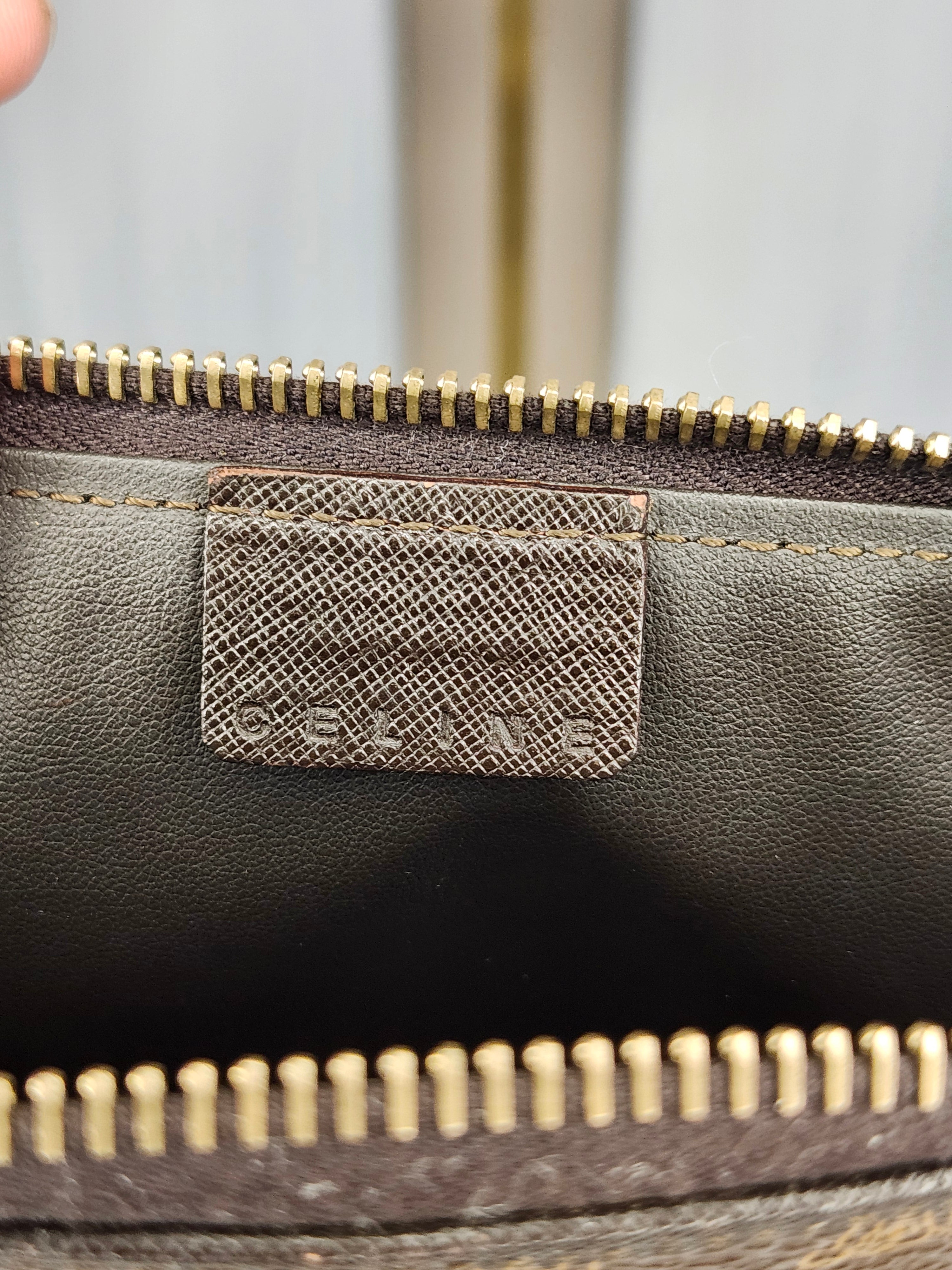 Celine Macadam Clutch Cosmetic Patterned Pouch With Gold Hardware