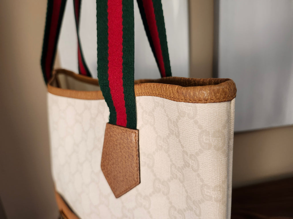 Gucci GG Plus White Sherry Line Supreme Tall Tote