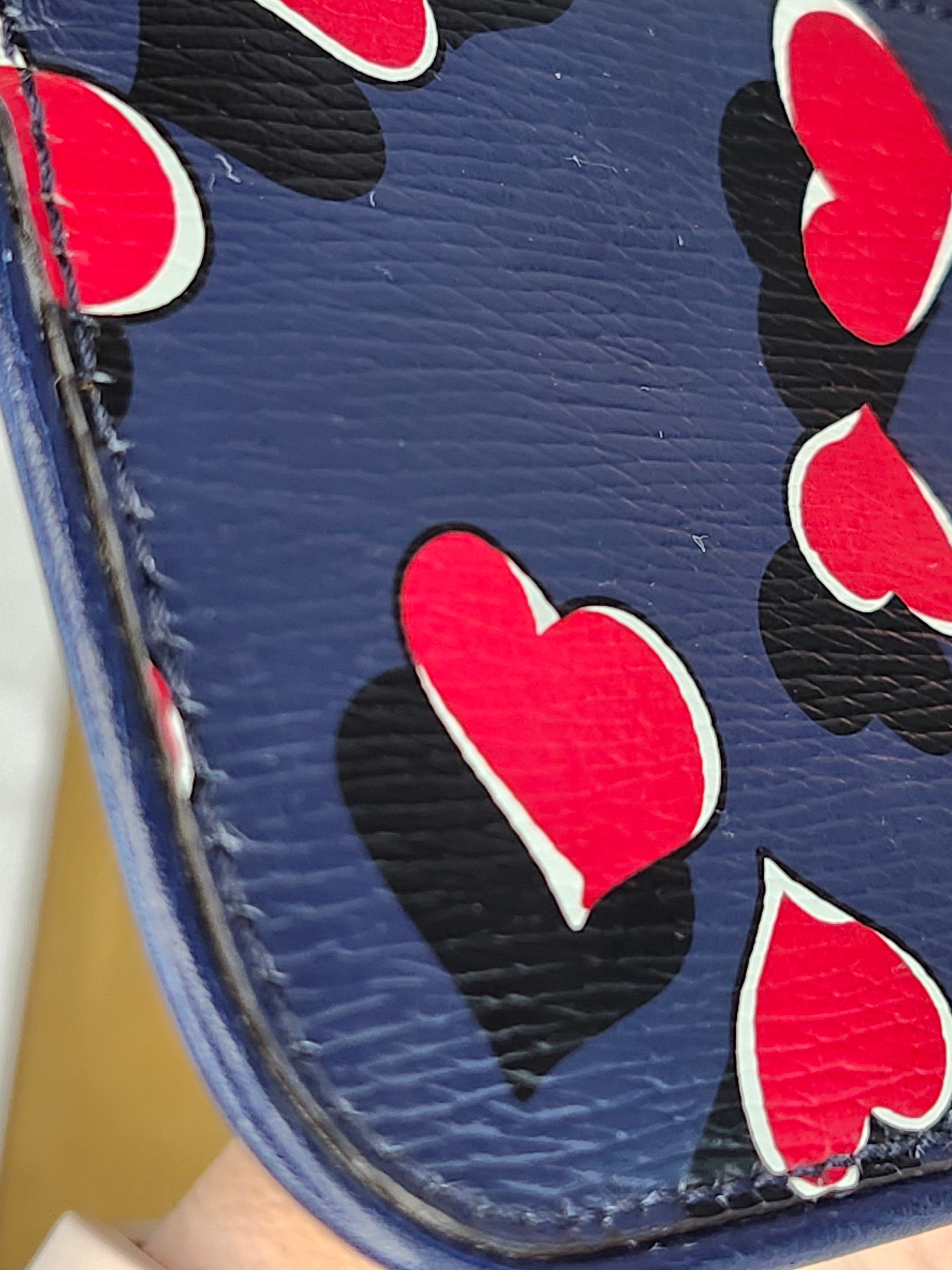 Gucci Bloom Navy Heart Print Women's Coin Key Purse