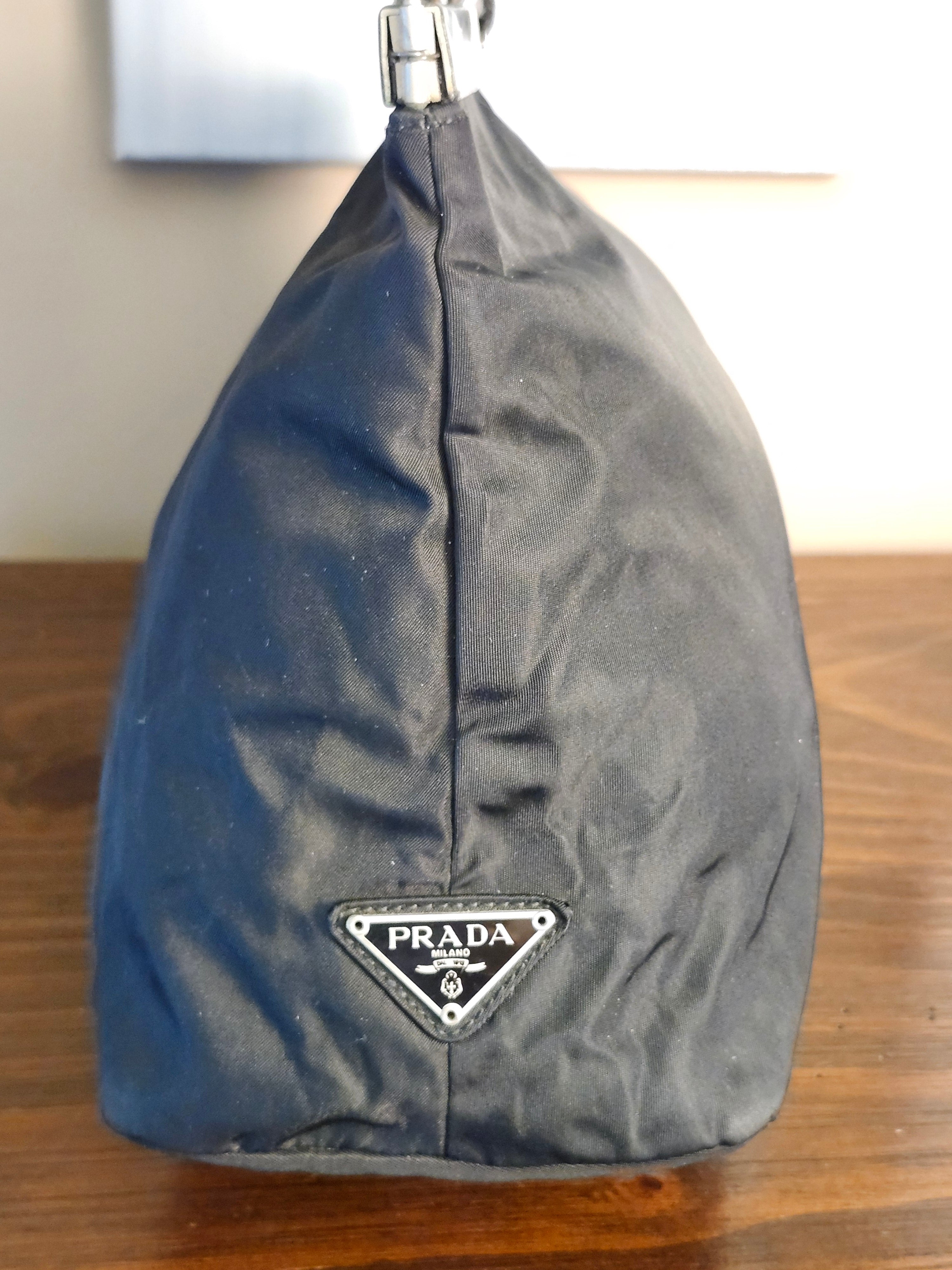 Prada Tessuto Nylon Black Triangle Tote Bag