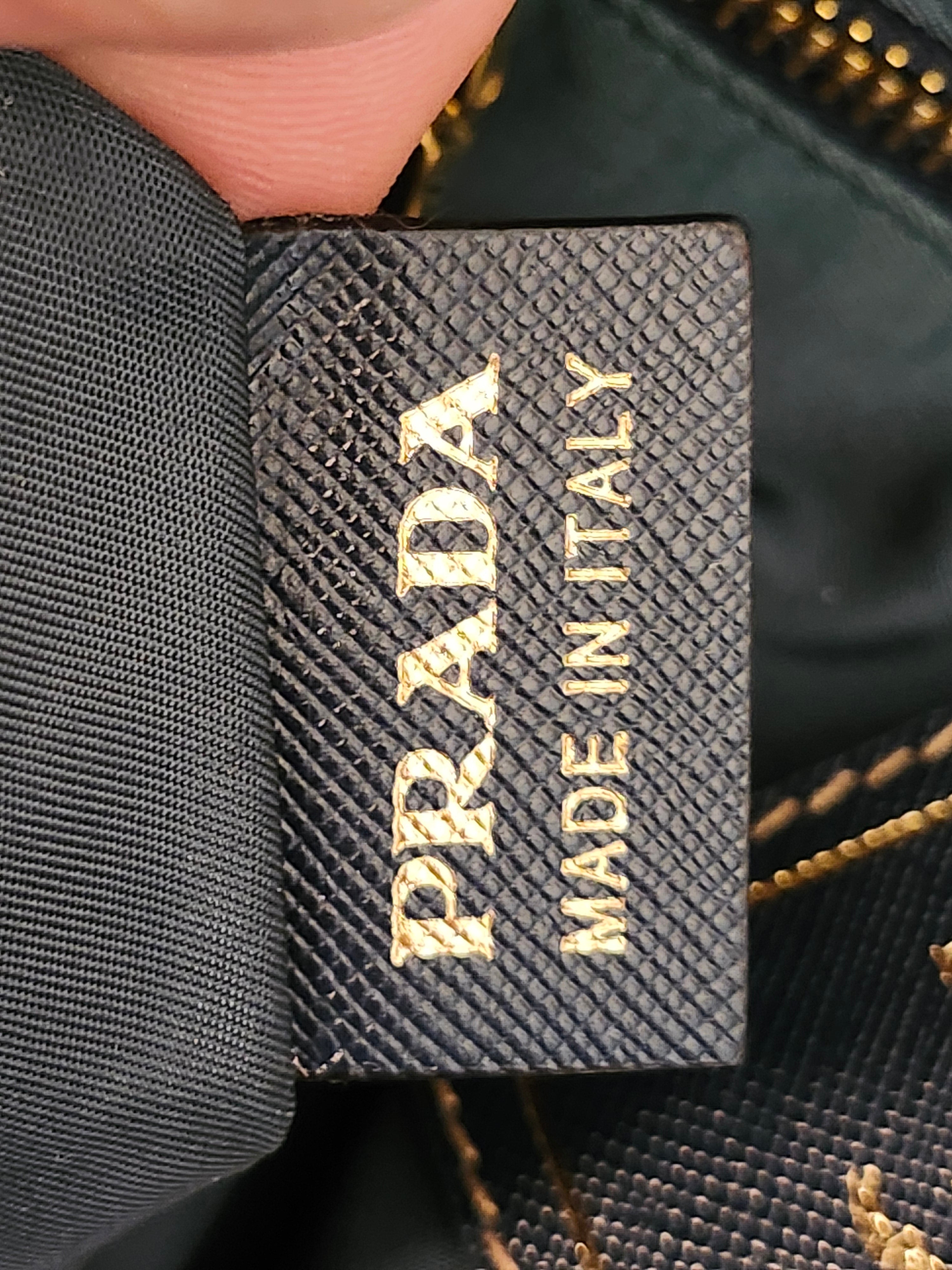 Prada Fumo Tessuto Nylon and Saffiano Leather Shoppers Tote