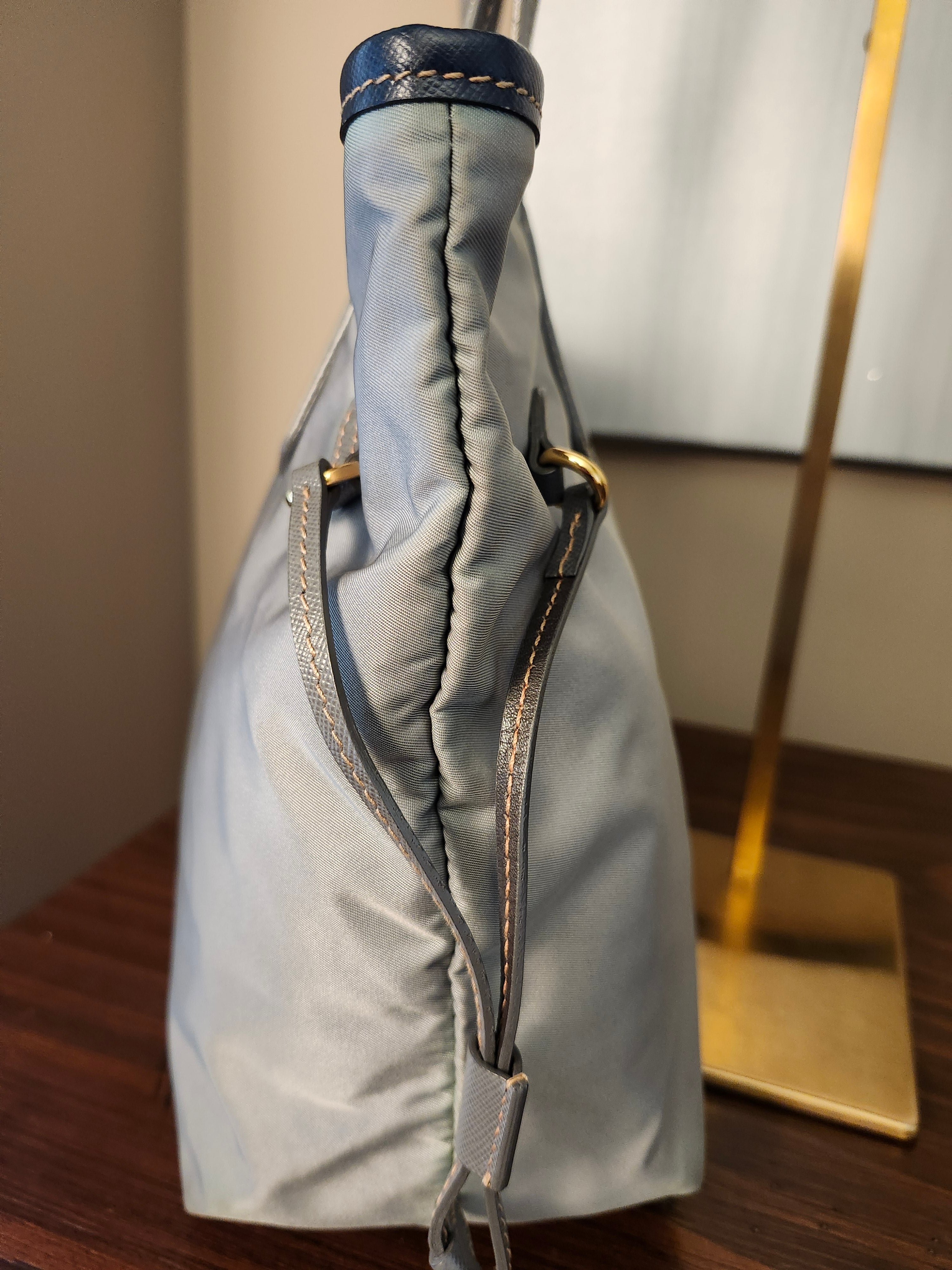 Prada Fumo Tessuto Nylon and Saffiano Leather Shoppers Tote