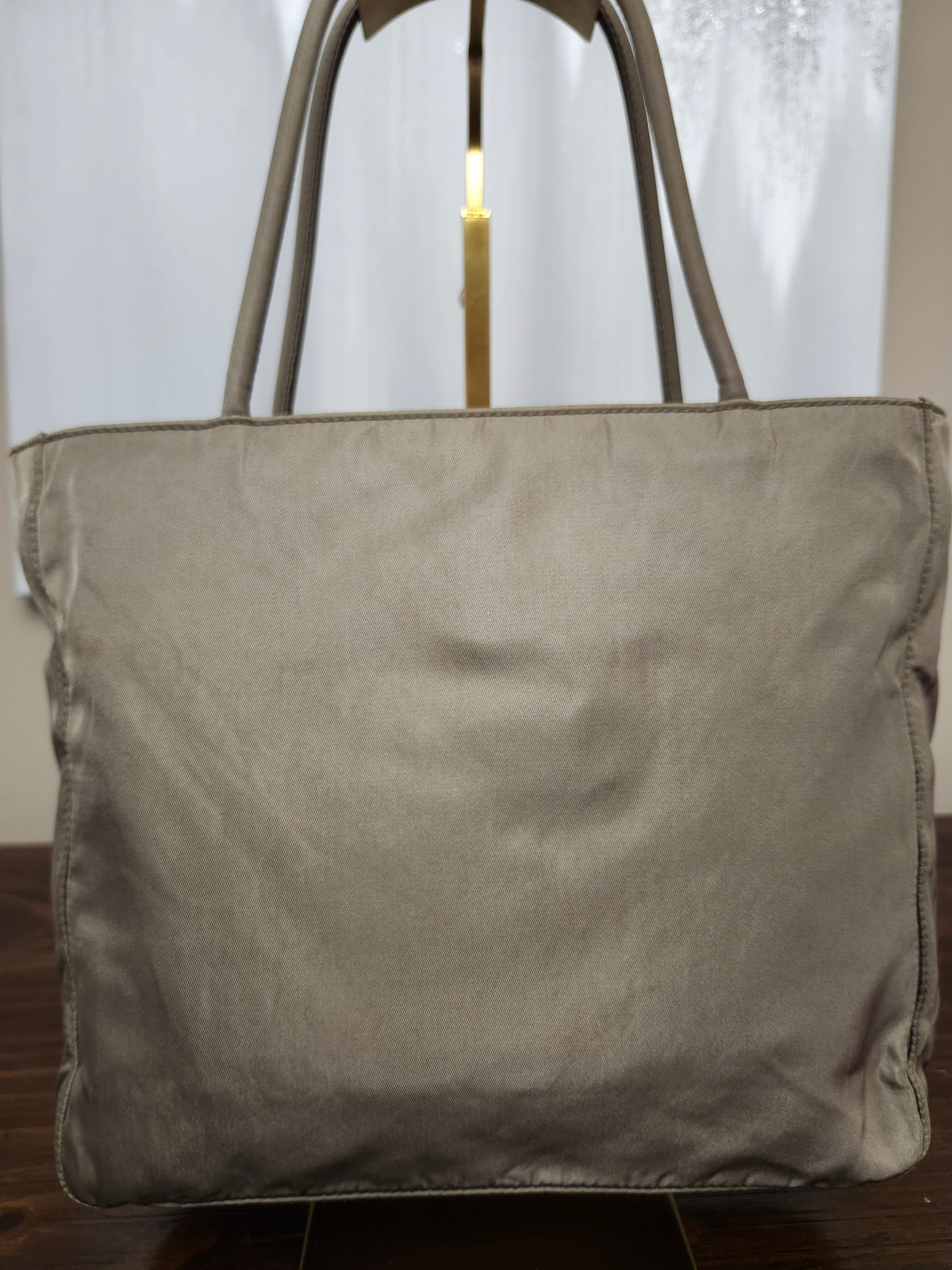 Prada Tessuto Nylon Tote Bag in Grey/Khaki