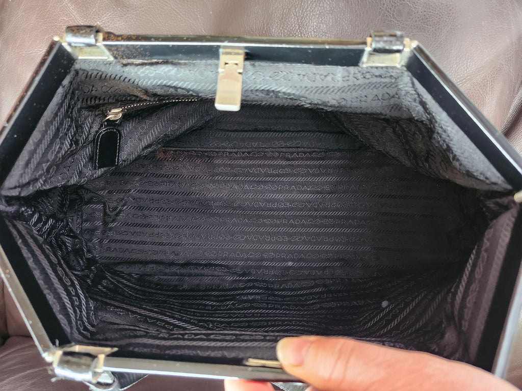 Prada Tessuto Nylon Black Triangle Tote Bag