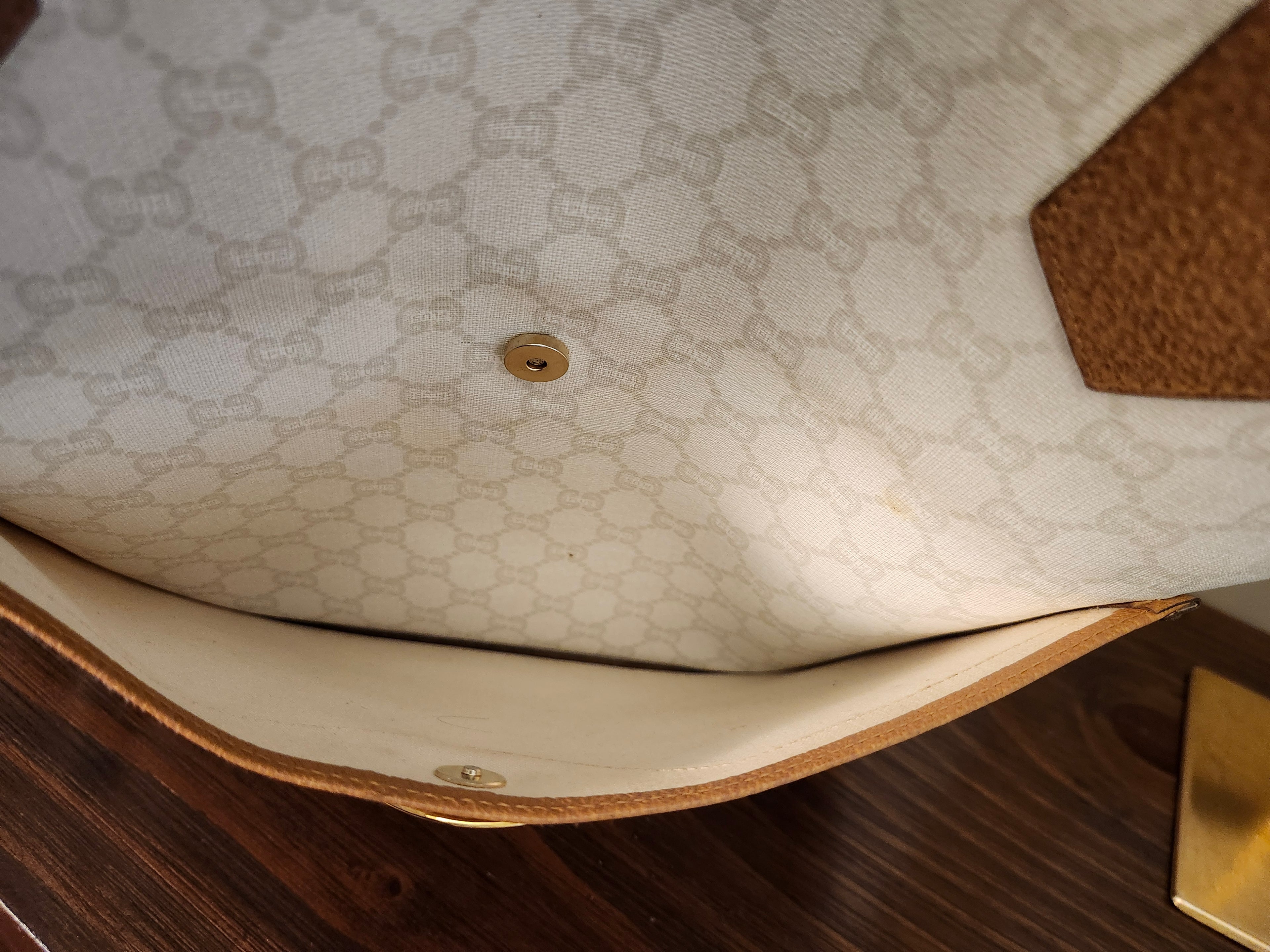 Gucci GG Plus White Sherry Line Supreme Tall Tote