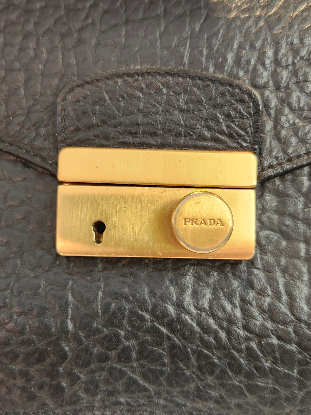 Prada Black Pebbled Leather Clutch or Crossbody Bag