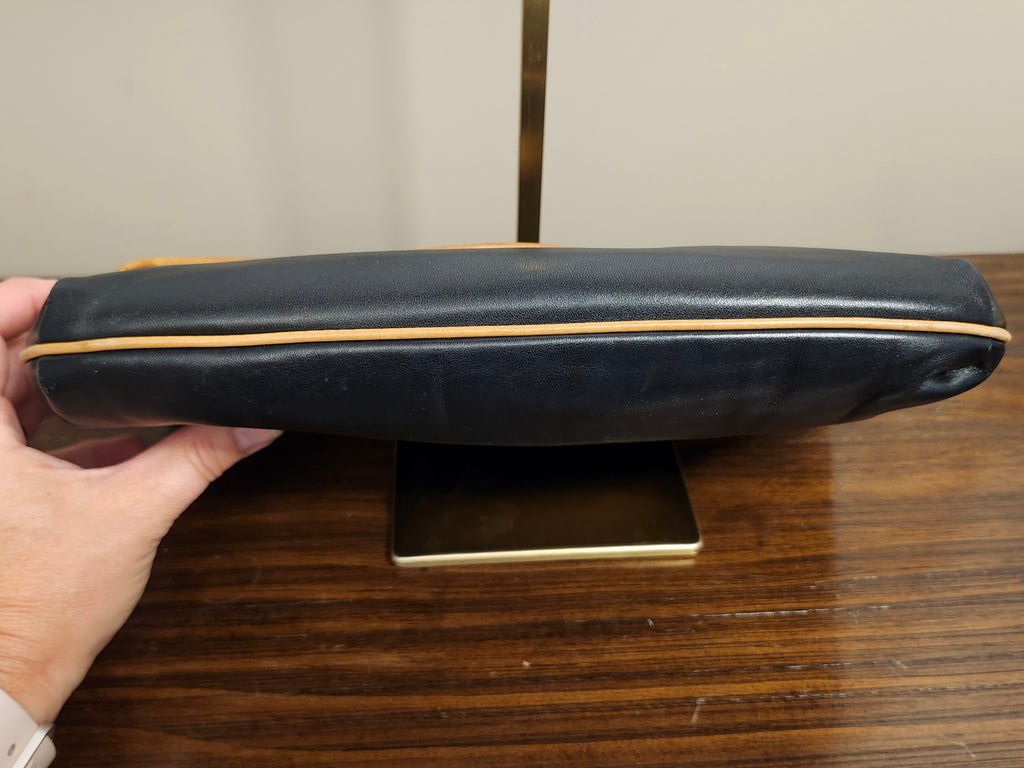 Celine Triomphe Black Leather Top Flap Clutch