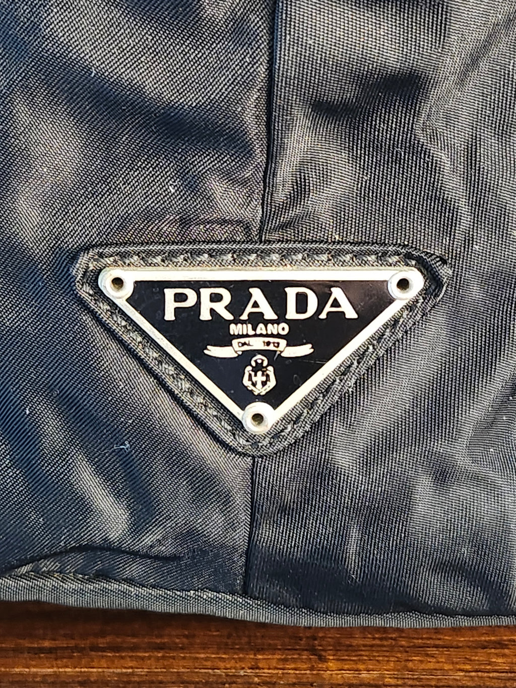 Prada Tessuto Nylon Black Triangle Tote Bag