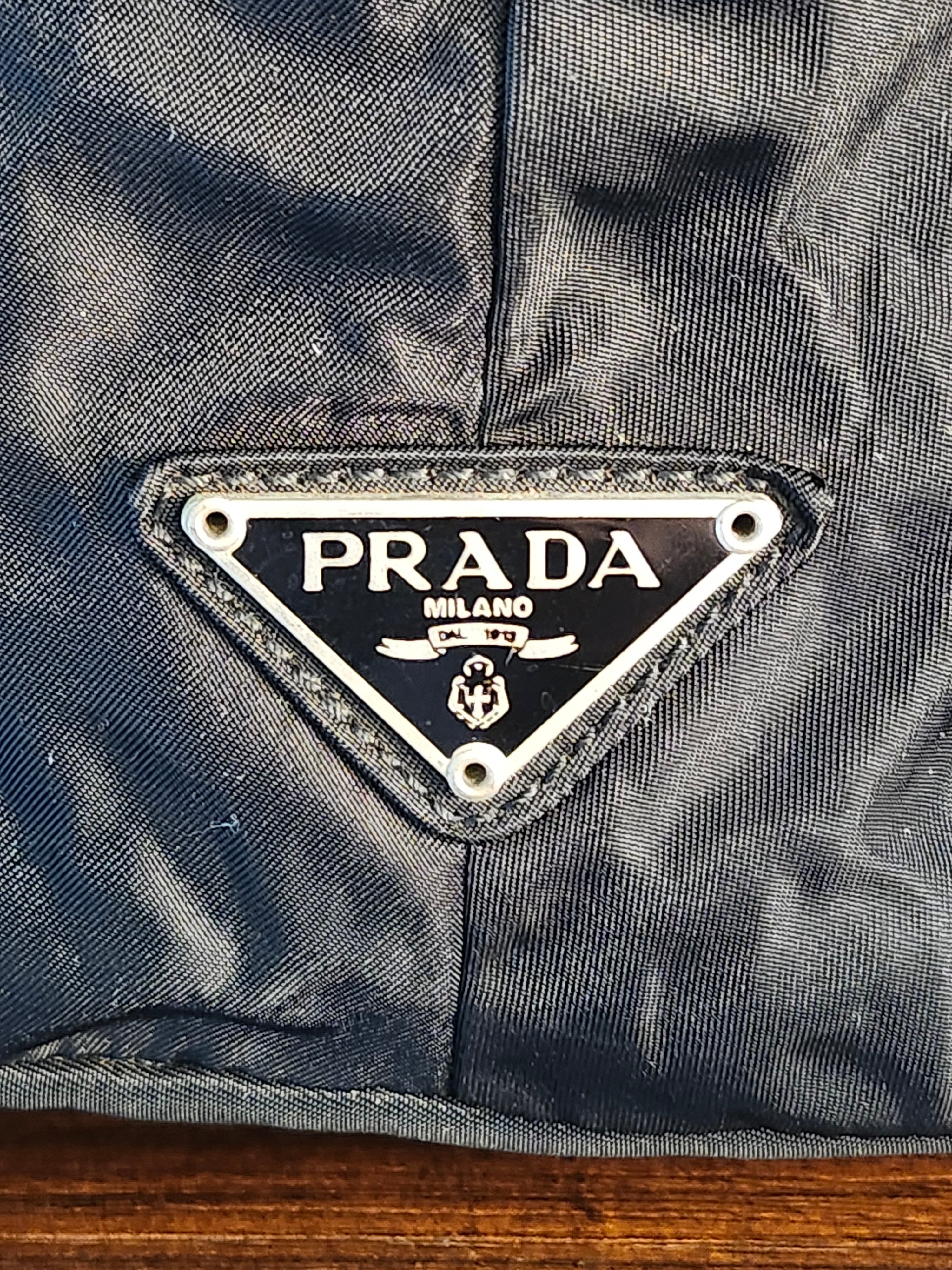Prada Tessuto Nylon Black Triangle Tote Bag