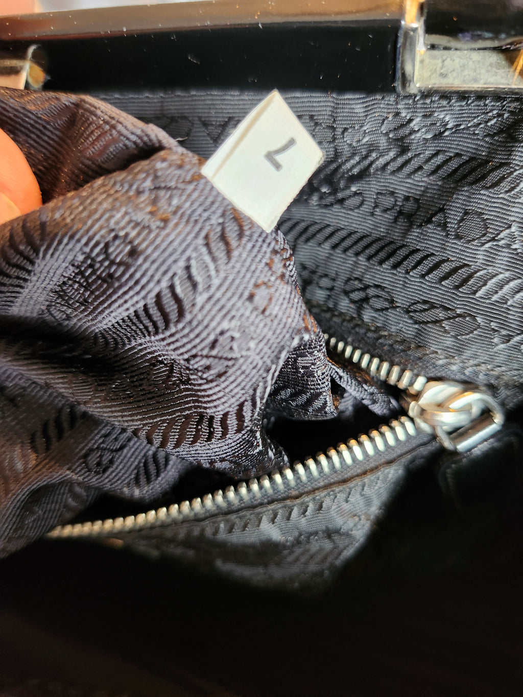 Prada Tessuto Nylon Black Triangle Tote Bag