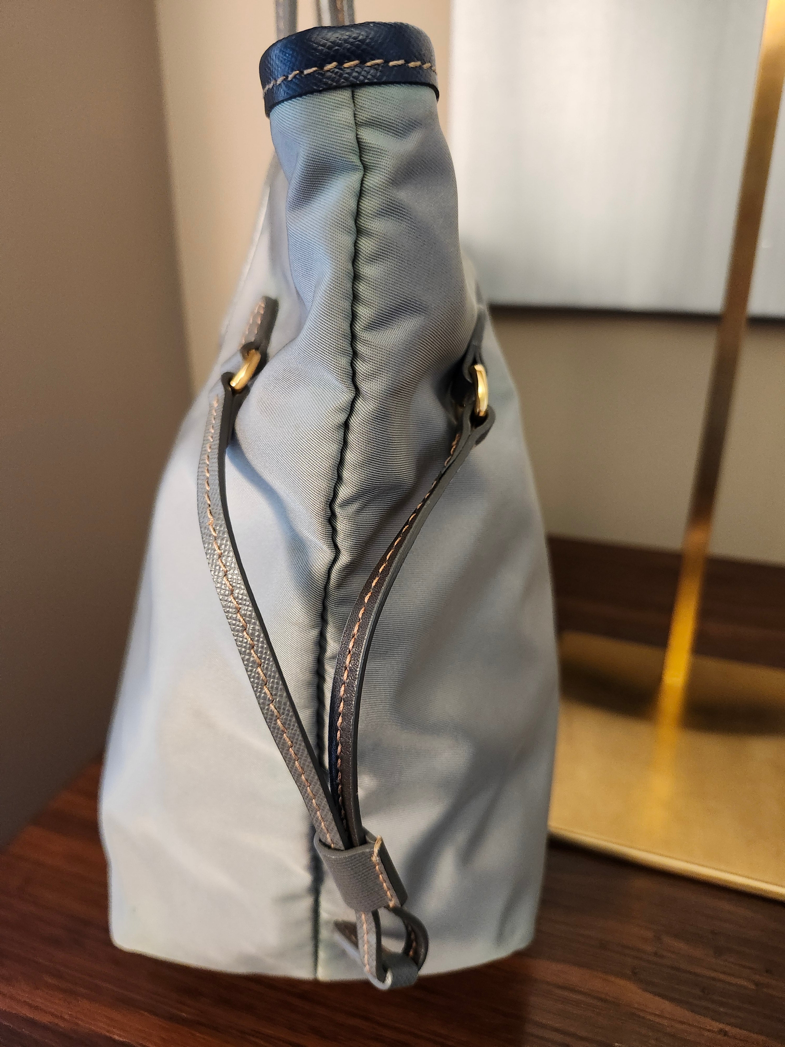 Prada Fumo Tessuto Nylon and Saffiano Leather Shoppers Tote