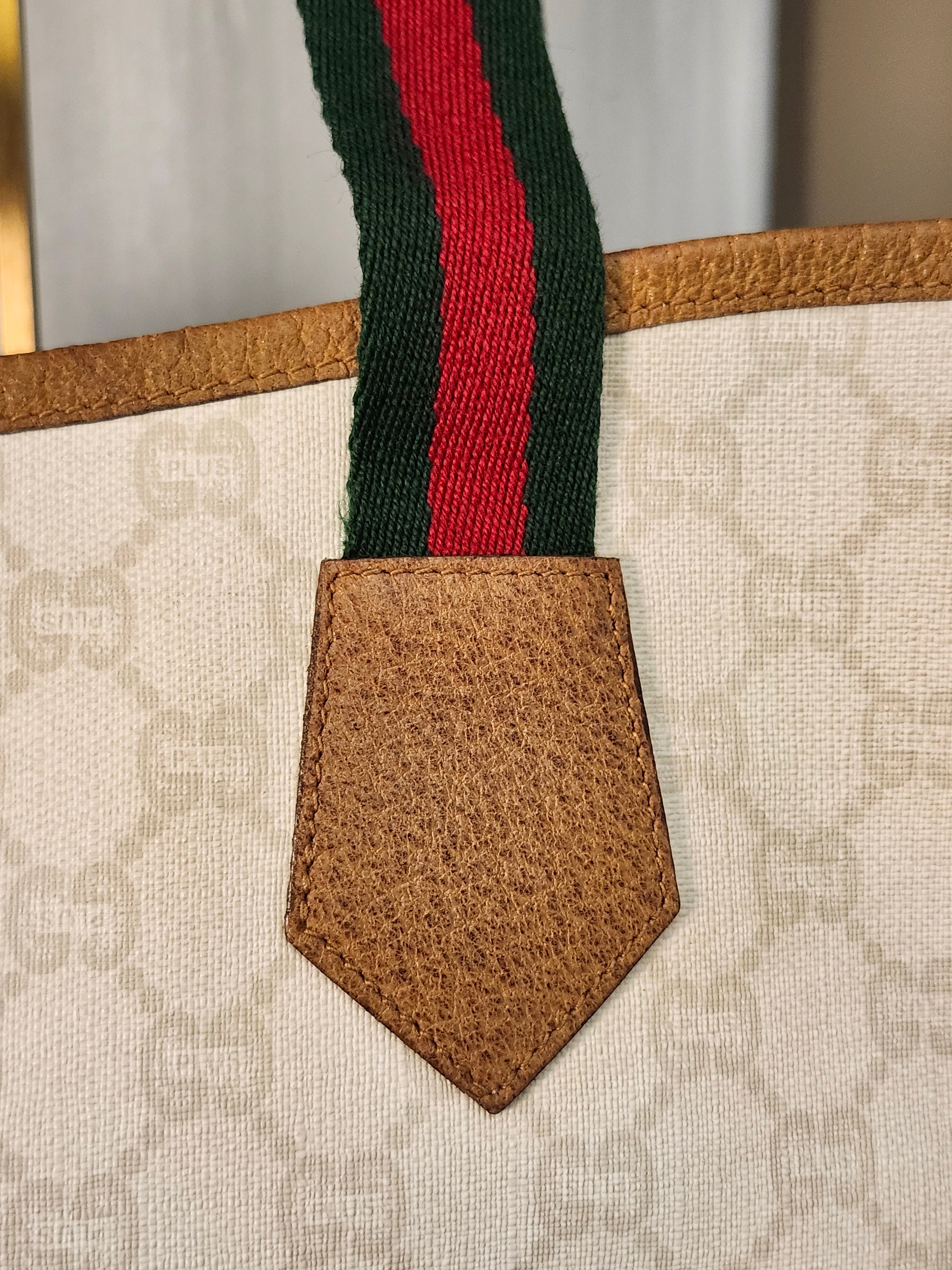 Gucci GG Plus White Sherry Line Supreme Tall Tote