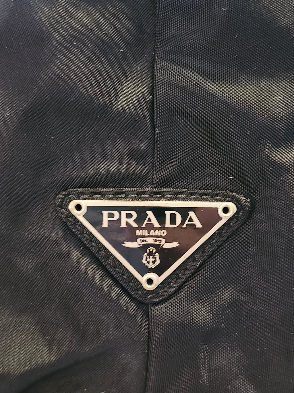 Prada Tessuto Nylon Black Triangle Tote Bag