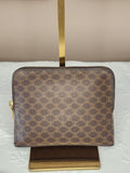 Celine Macadam Clutch Cosmetic Patterned Pouch With Gold Hardware