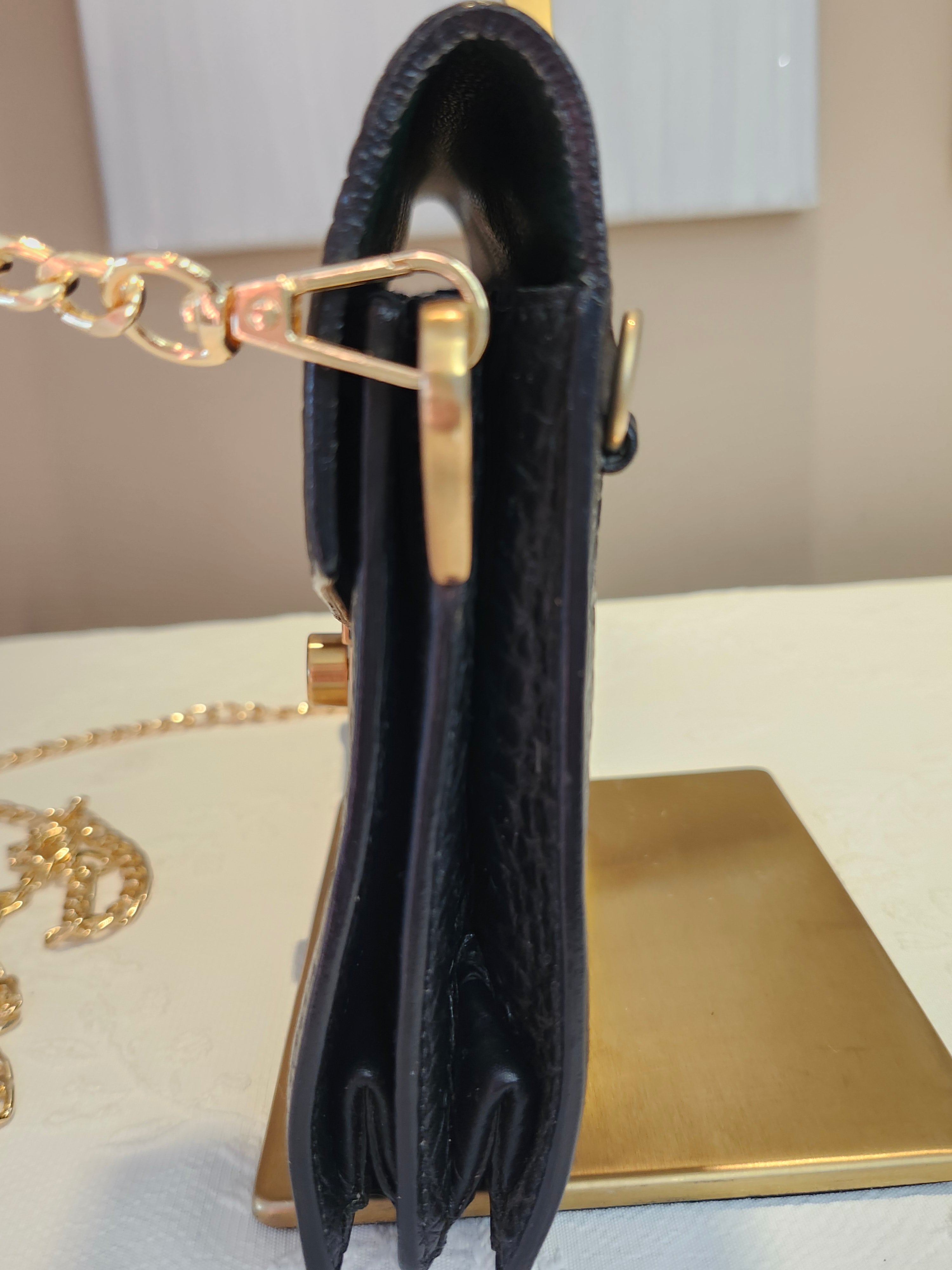 Prada Black Pebbled Leather Clutch or Crossbody Bag