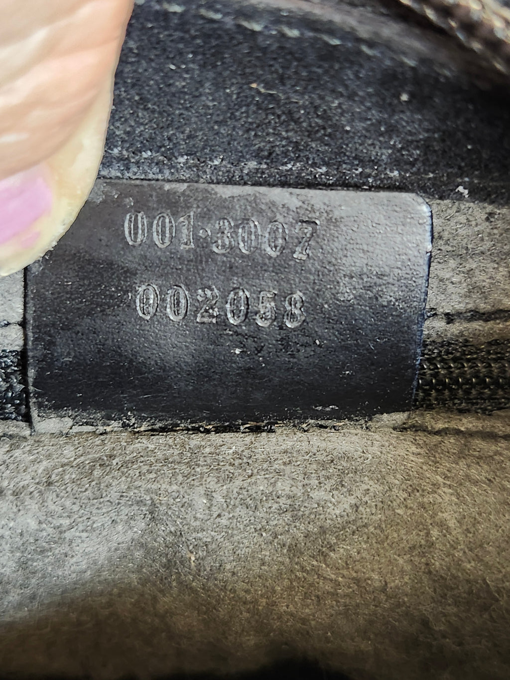 Gucci Black GG Monogram Suede Bamboo Top Handle