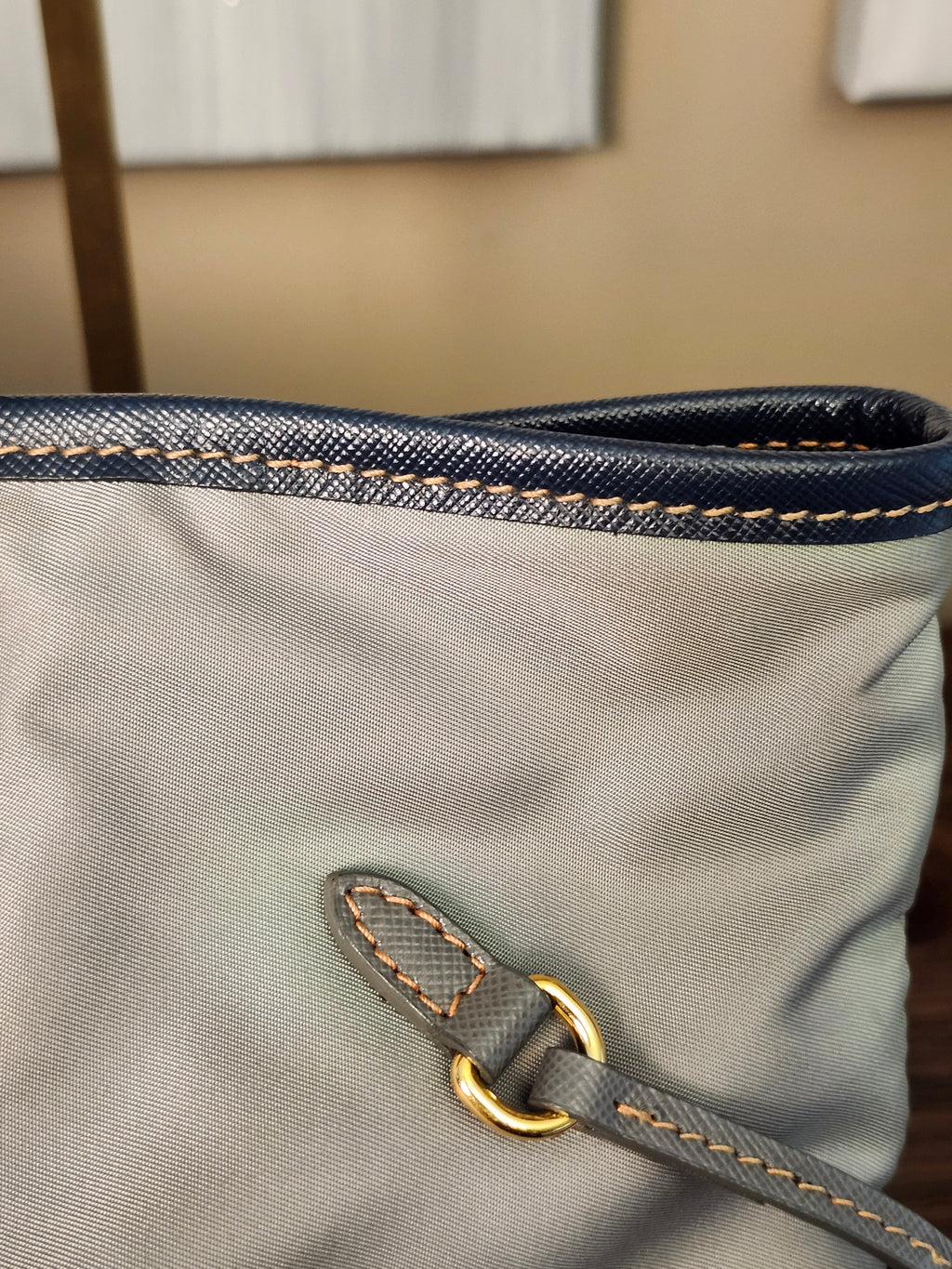 Prada Fumo Tessuto Nylon and Saffiano Leather Shoppers Tote