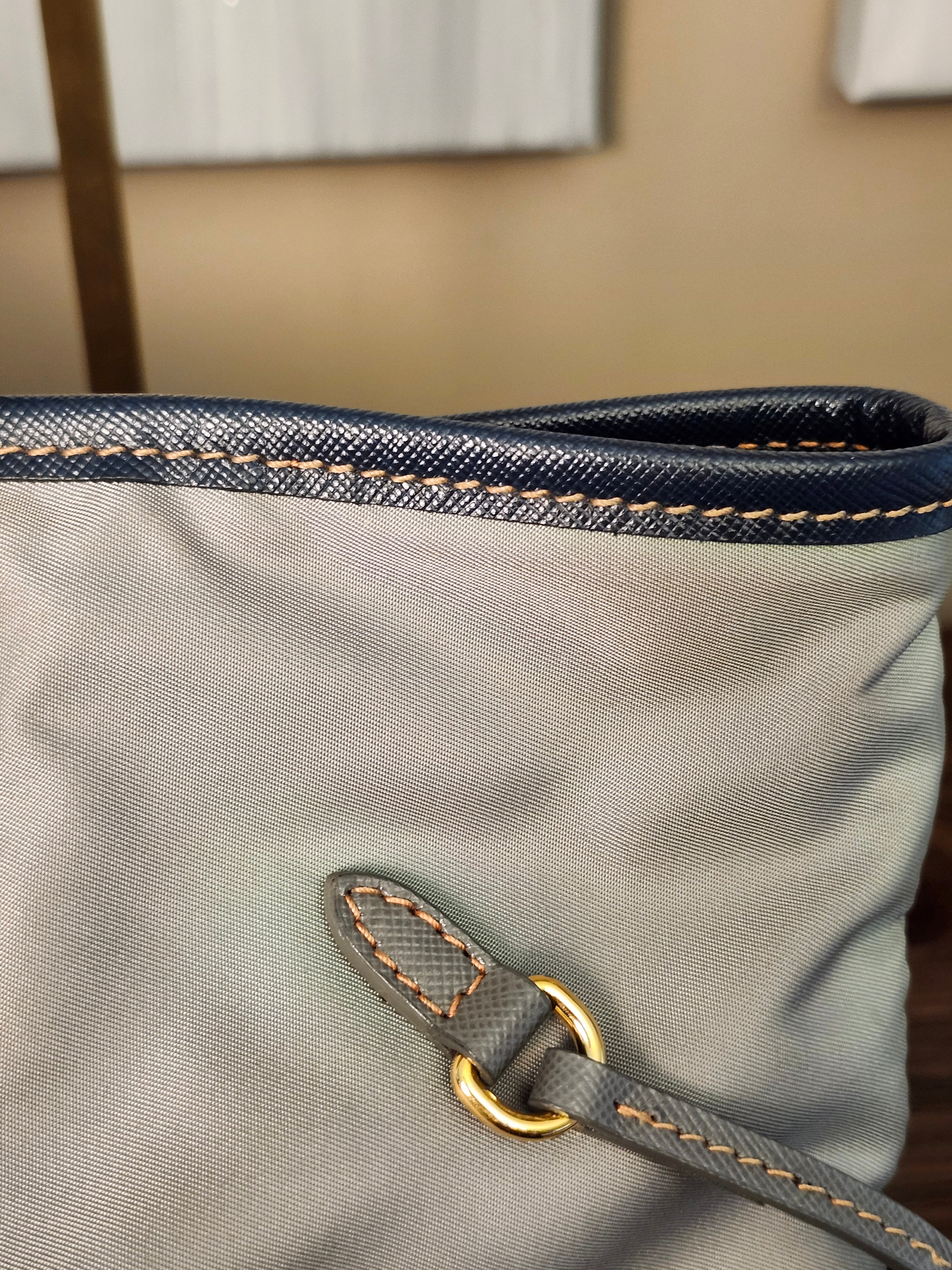 Prada Fumo Tessuto Nylon and Saffiano Leather Shoppers Tote