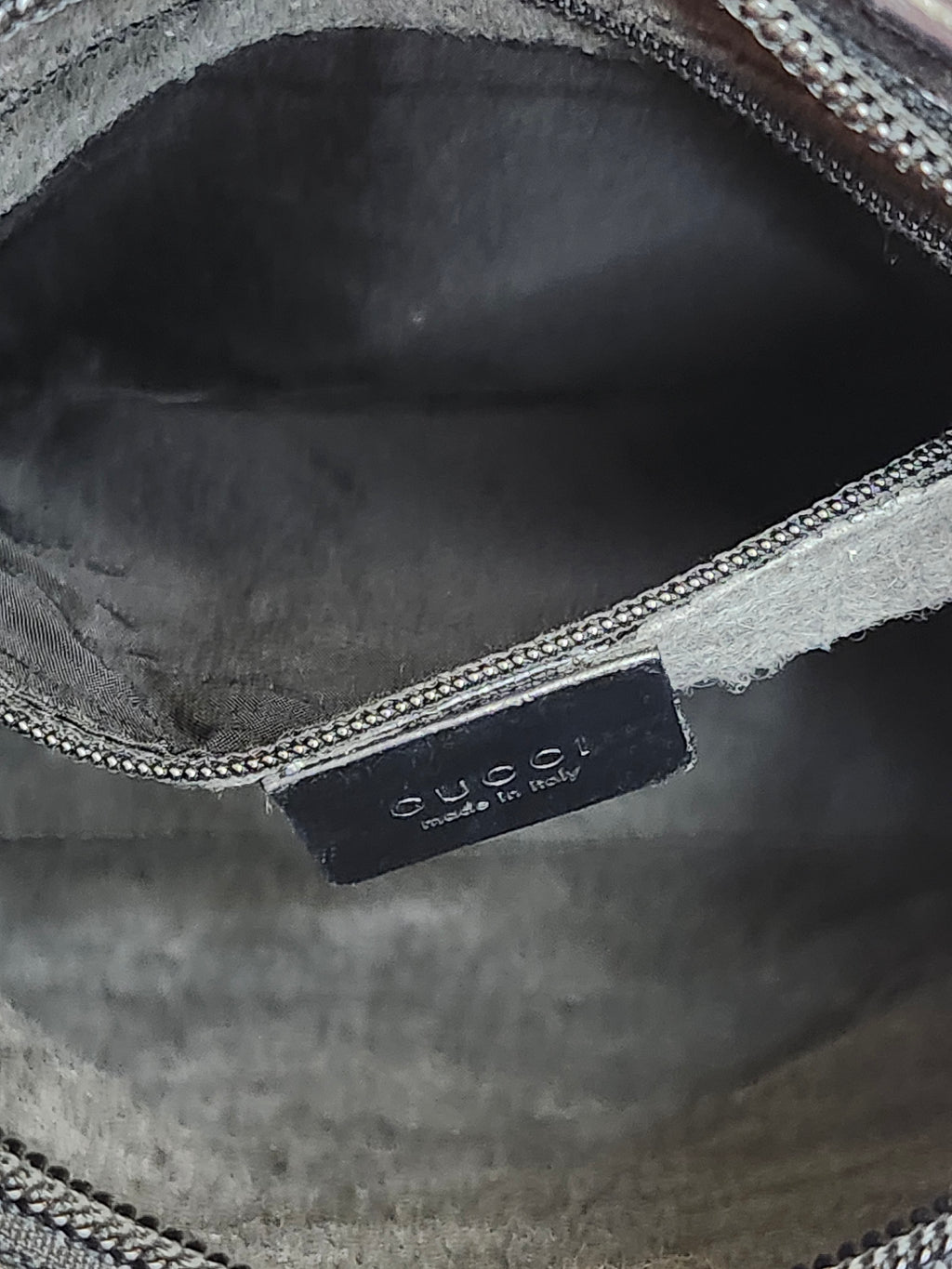 Gucci Black GG Monogram Suede Bamboo Top Handle