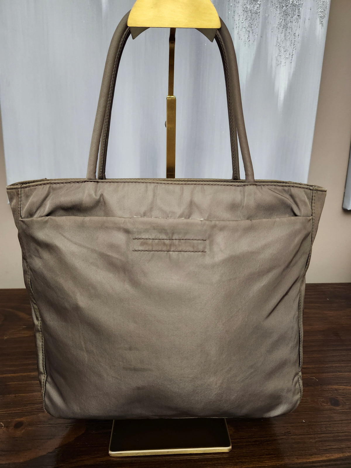 Prada Tessuto Nylon Tote Bag in Grey/Khaki