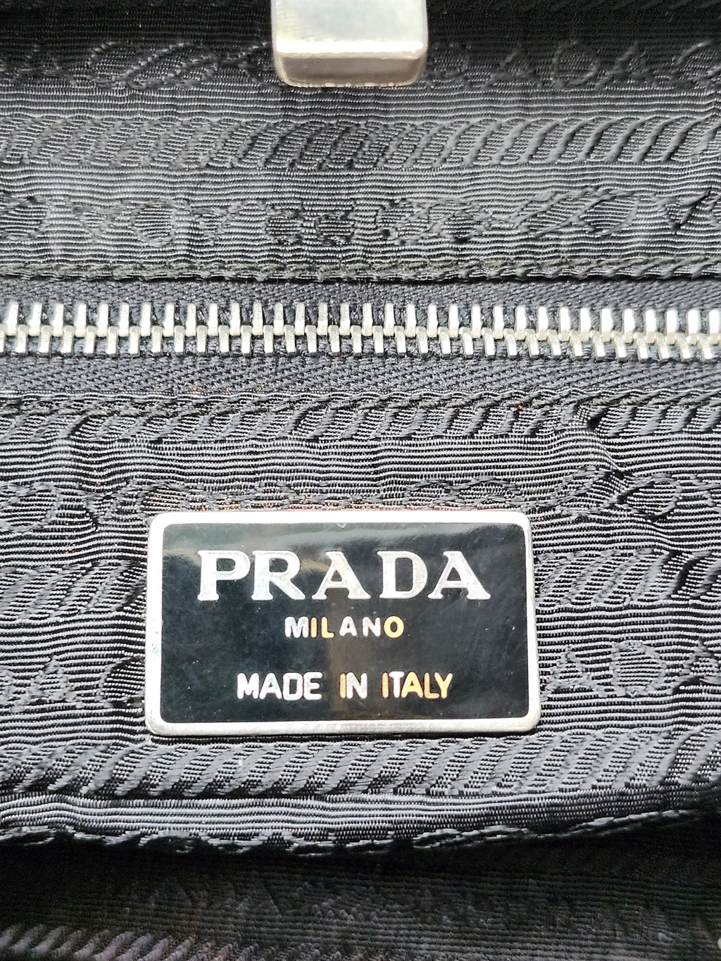 Prada Tessuto Nylon Black Triangle Tote Bag