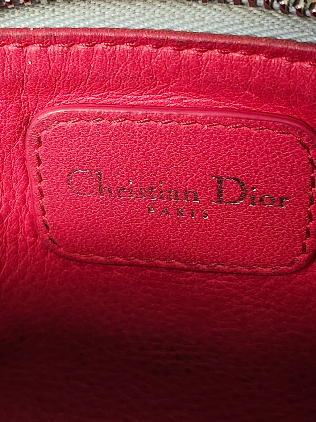 Christian Dior Blue Leather Coin Purse Wallet with Silver Dior Charm Hardware
