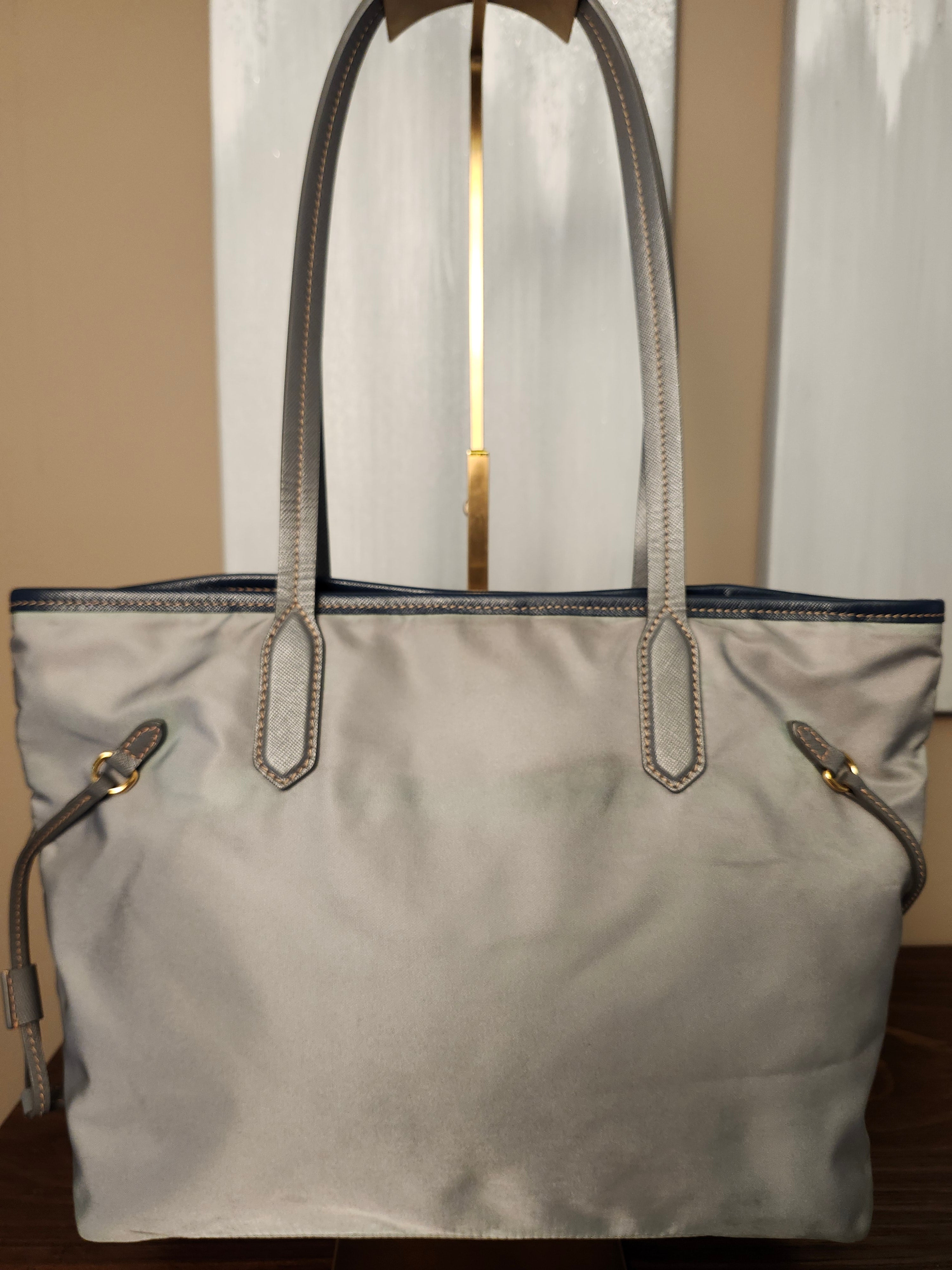 Prada Fumo Tessuto Nylon and Saffiano Leather Shoppers Tote