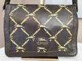 Longchamp Vintage Brown Leather Horse Bit Pattern Shoulder Bag