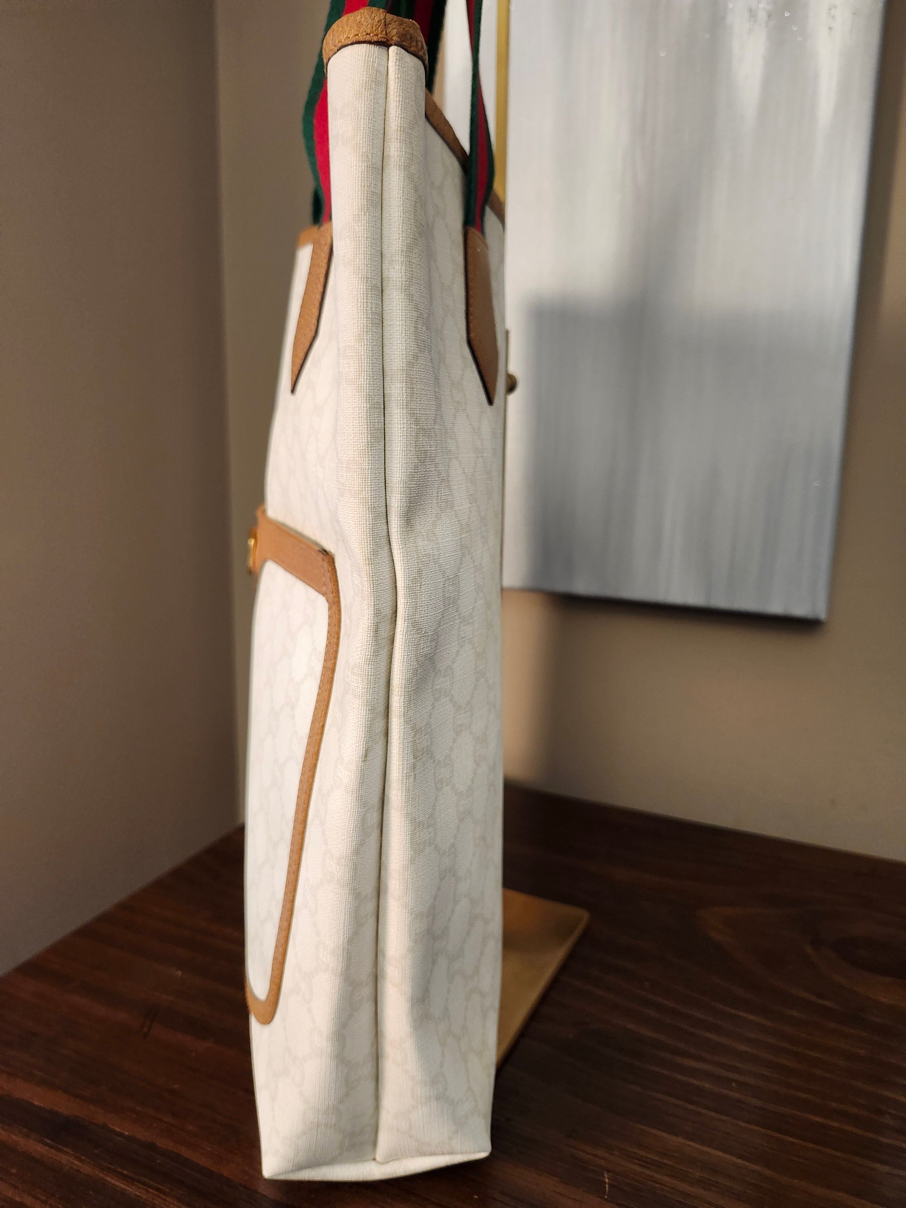 Gucci GG Plus White Sherry Line Supreme Tall Tote
